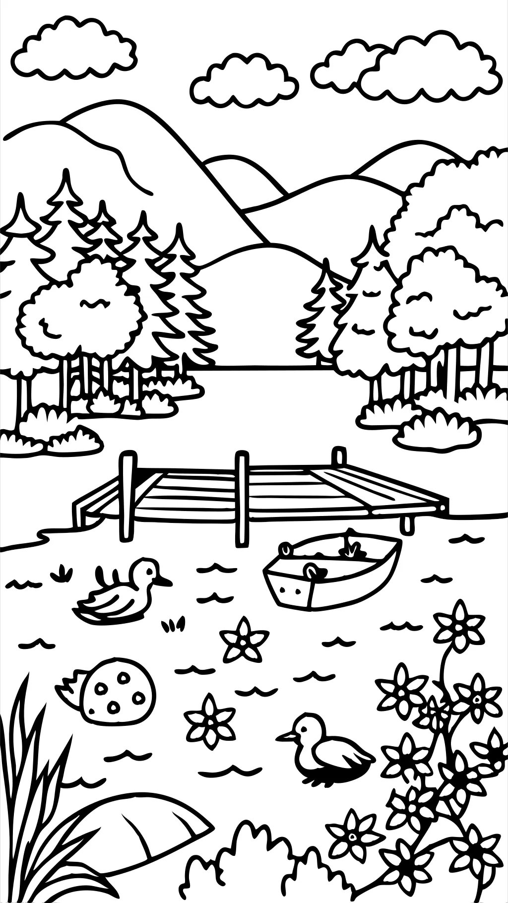 coloring page lake